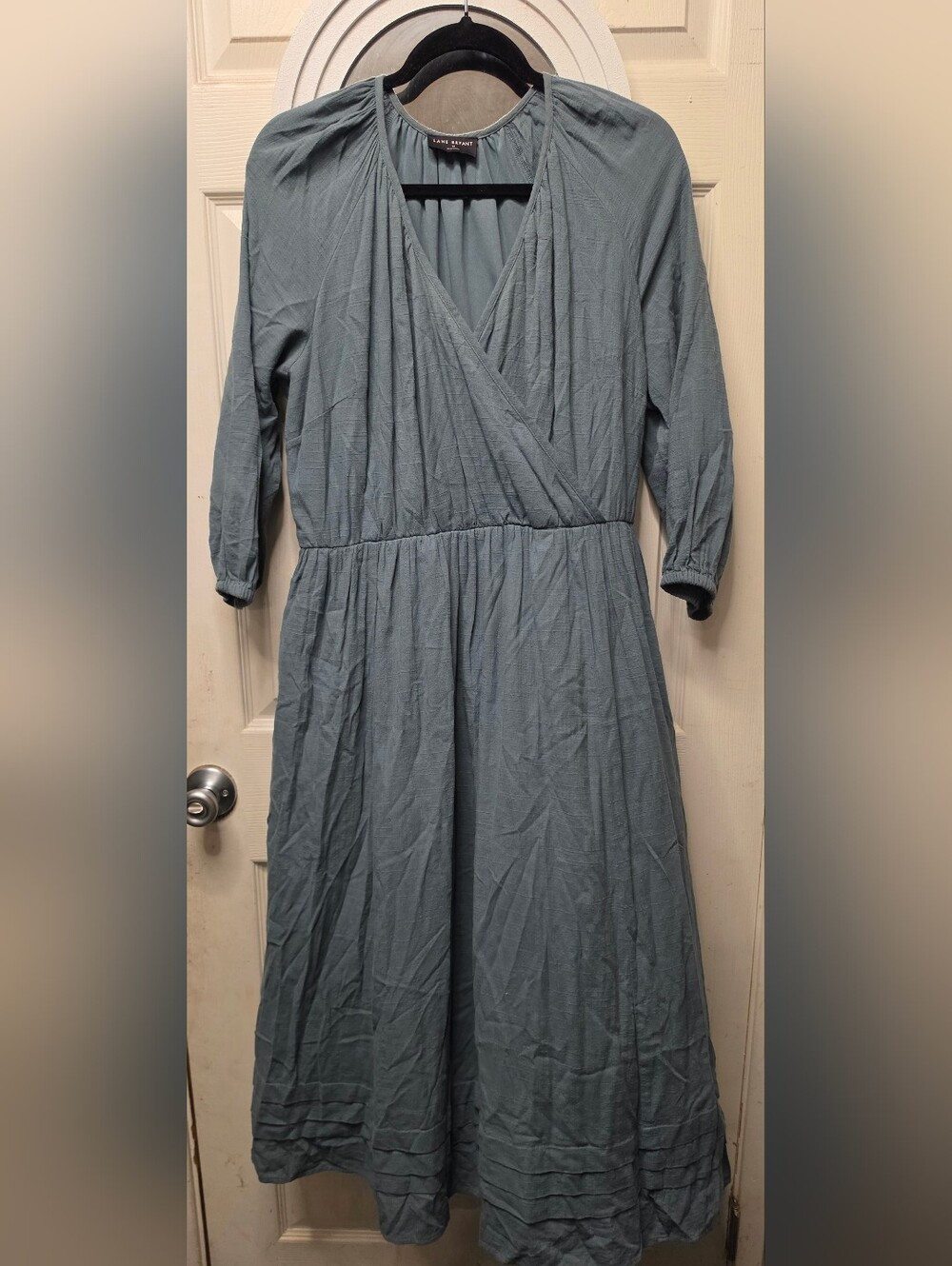 Lane Bryant Dusty Blue Wrap-Style Midi Dress